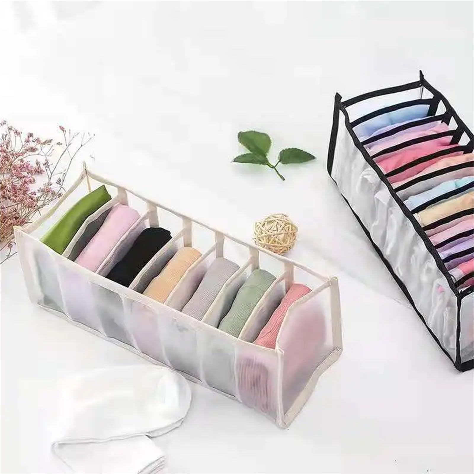 Caja organizadora de almacenamiento calcetines armario 30 rejillas | Organizador de cajones plegable con divisores de malla for ropa interior y sujetadores(Burgundy)