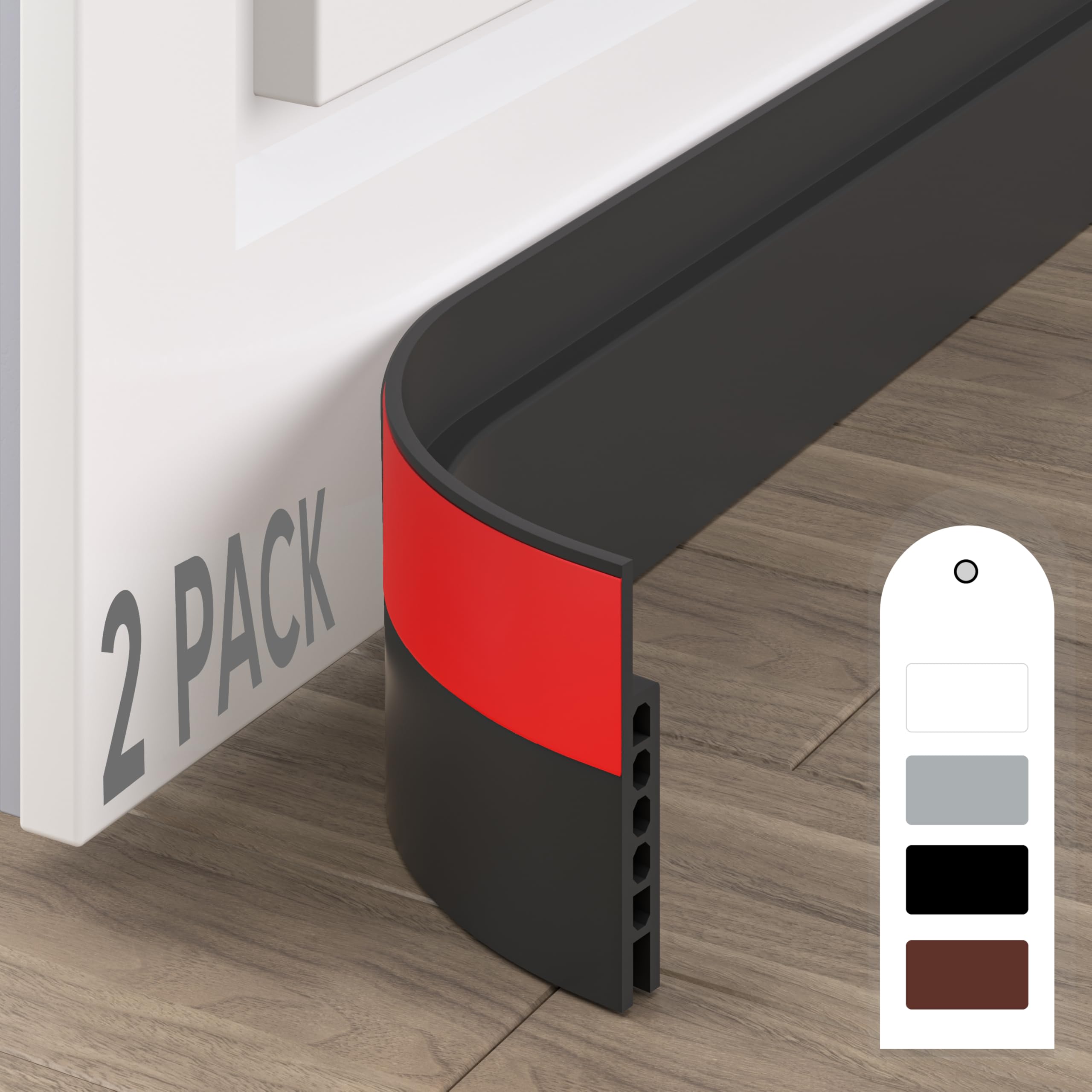 Hizh Black Door Draught Excluder,Draught Excluder Tape,Self Adhesive Weather Stripping,Soundproof Door Seal,Door Draft Stopper Door Draft Blocker,2 Pack,
