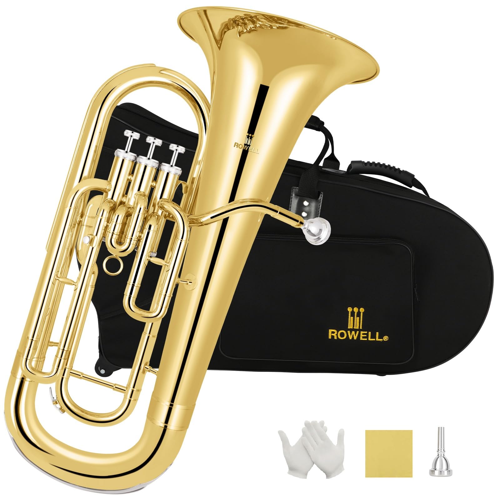 Amazon.com: ROWELL Euphonium 3 Valves Bb Brass Lacquer Gold 3
