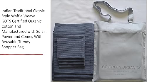 Miniatura 5 de Juego de toallas de baño de gofres, algodón orgánico, certificado GOTS, gris folkstone súper absorbente y de secado rápido, sin suavizantes,