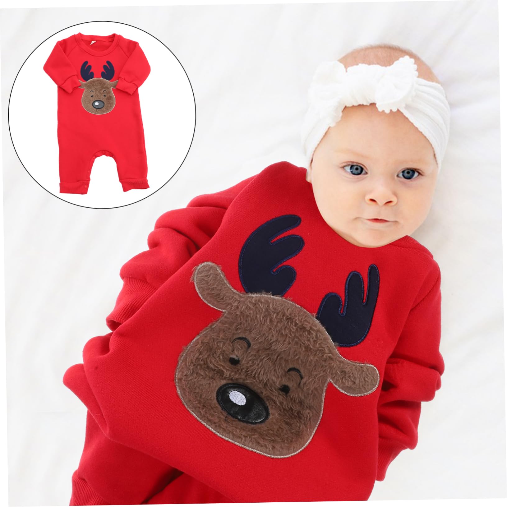BESPORTBLE Mono Niña Navideño de Terciopelo para Invierno Pijama Unisex de Manga Larga con Diseño de Cómodo y Transpirable para Recién Nacidos Fiestas de Navidad
