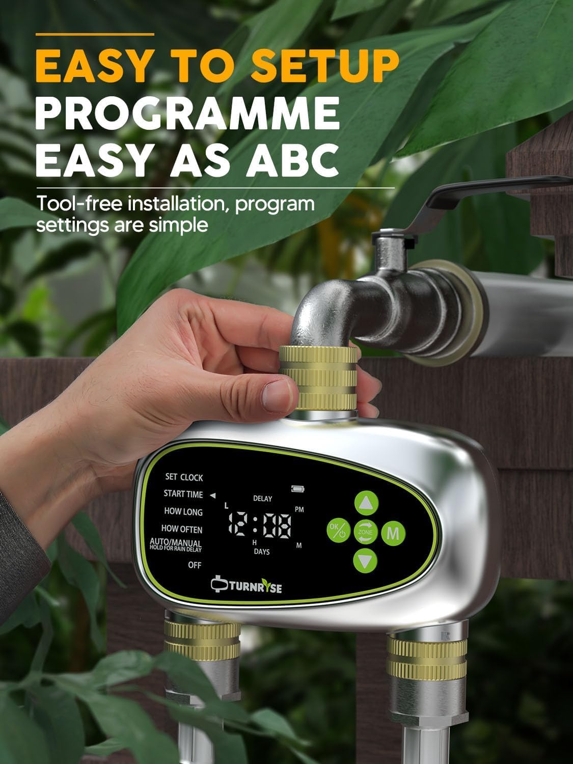 Water Timer for Garden Hose - 2 Zone Sprinkler Controller with Brass Inlet Programmable Hose Timer, Automatic Drip Irrigation System for Yard Lawn Greenhouse