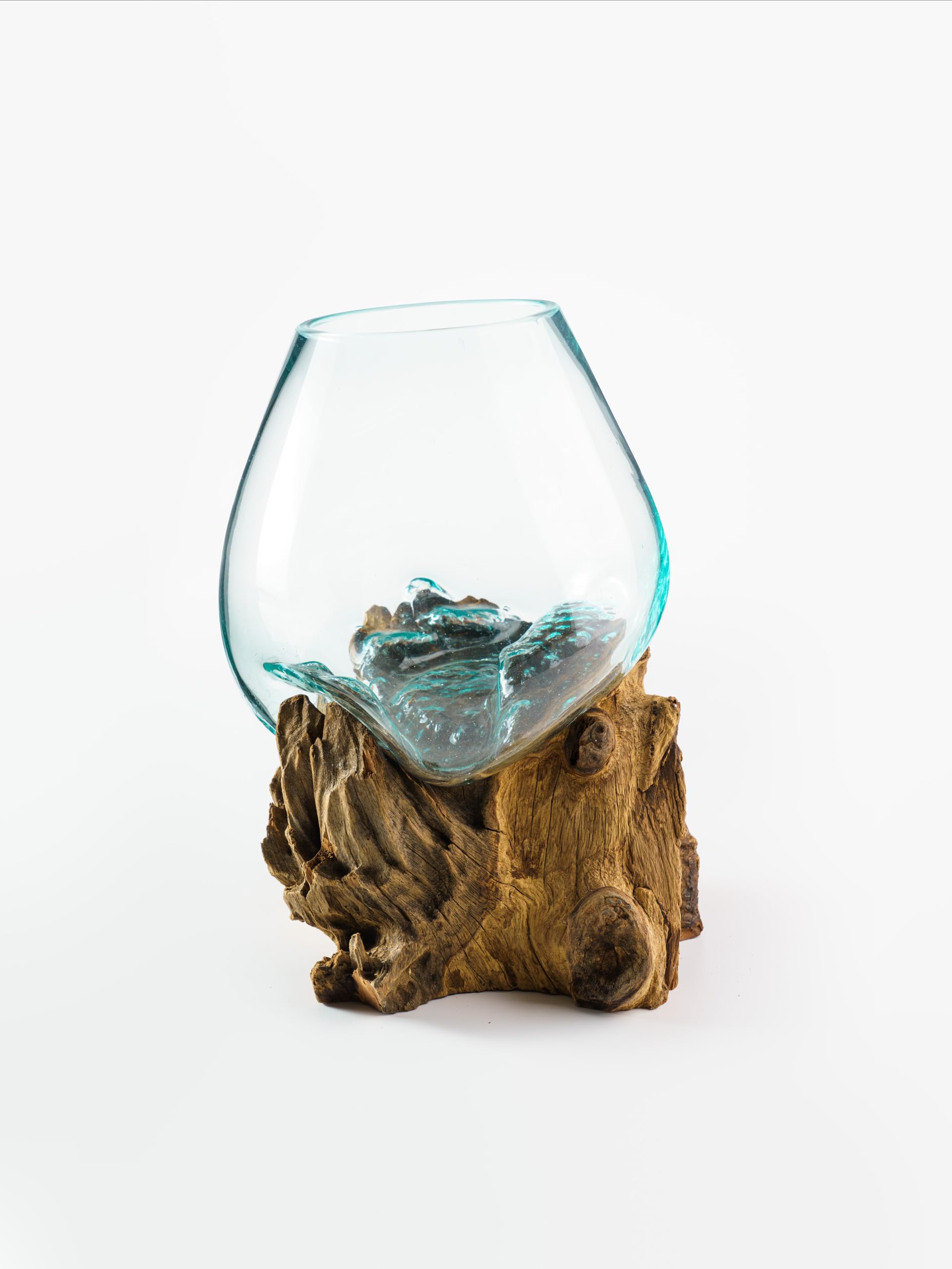 BAGUS Glass Bowl on Wood Aquatic Artificial for Aquarium Table Vase Pots, Glass Pot Fountain & Home Decor Handcrafted Terrarium/Vase/Fish Bowl (Height 25Cm) (B0CSWBL7Q6) Amazon Price History, Amazon Price Tracker