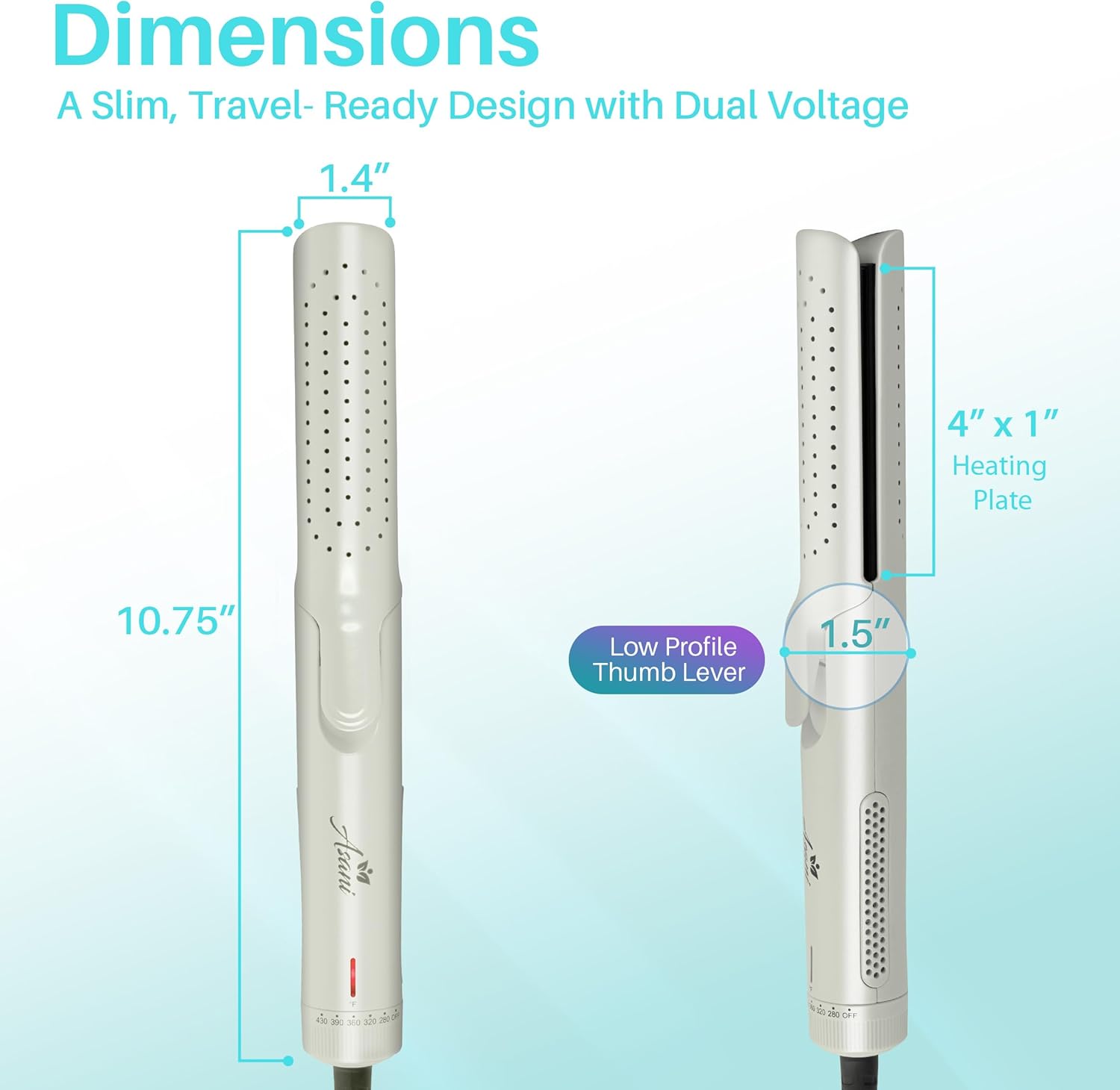 Asani 360° Airflow Styler - 2-in-1 Professional Curling Wand & Hair Straightener - Flat Iron Curler with Cooling Fan, Air Vents - Crimper Styling Tool for Volume & Curls - for All Hair (Pearl White) - Image 5