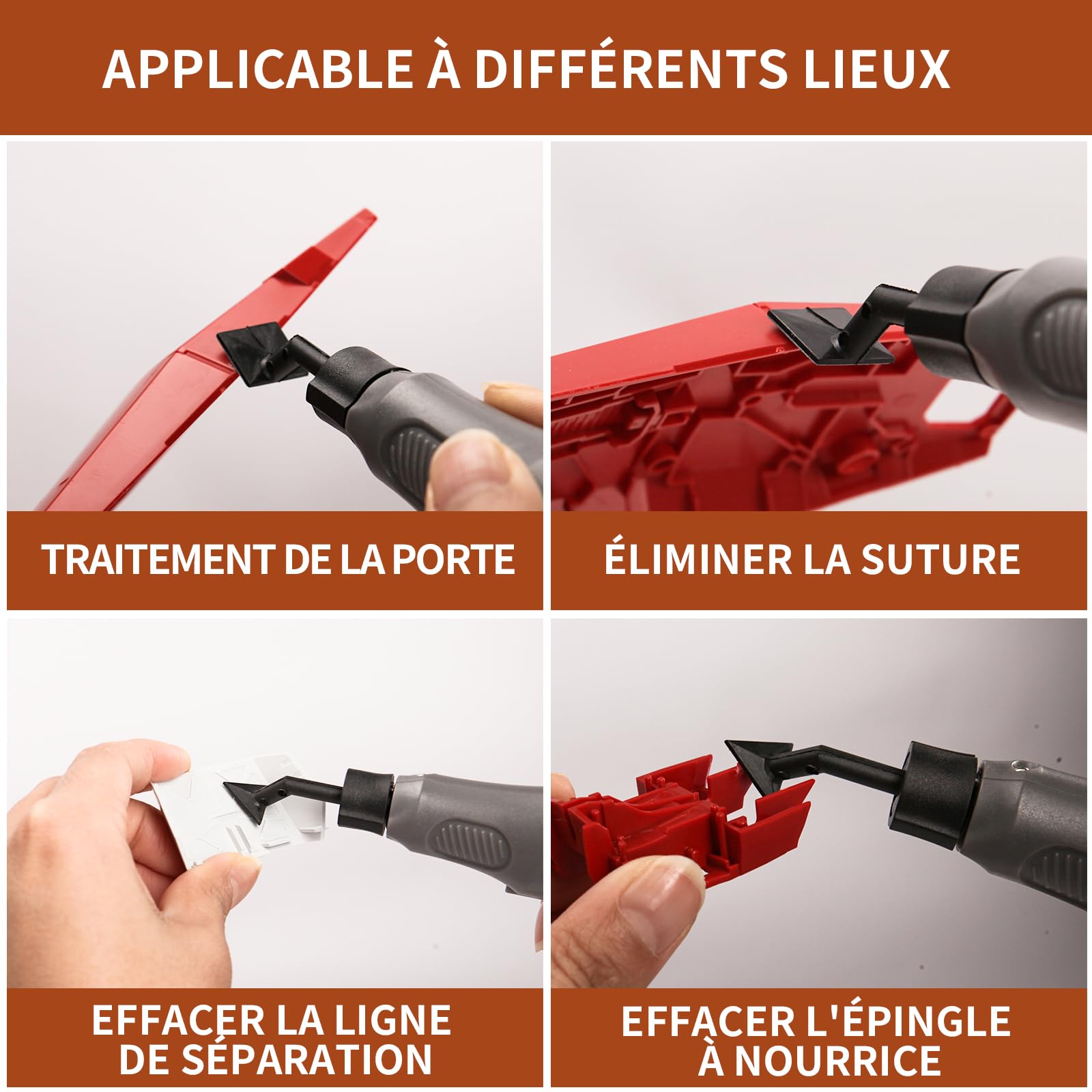 Stylo ponceur sans fil, vitesse variable et chargement USB avec lumière LED, outil électrique polyvalent pour le ponçage, le polissage, la finition, le bricolage (GRIS)