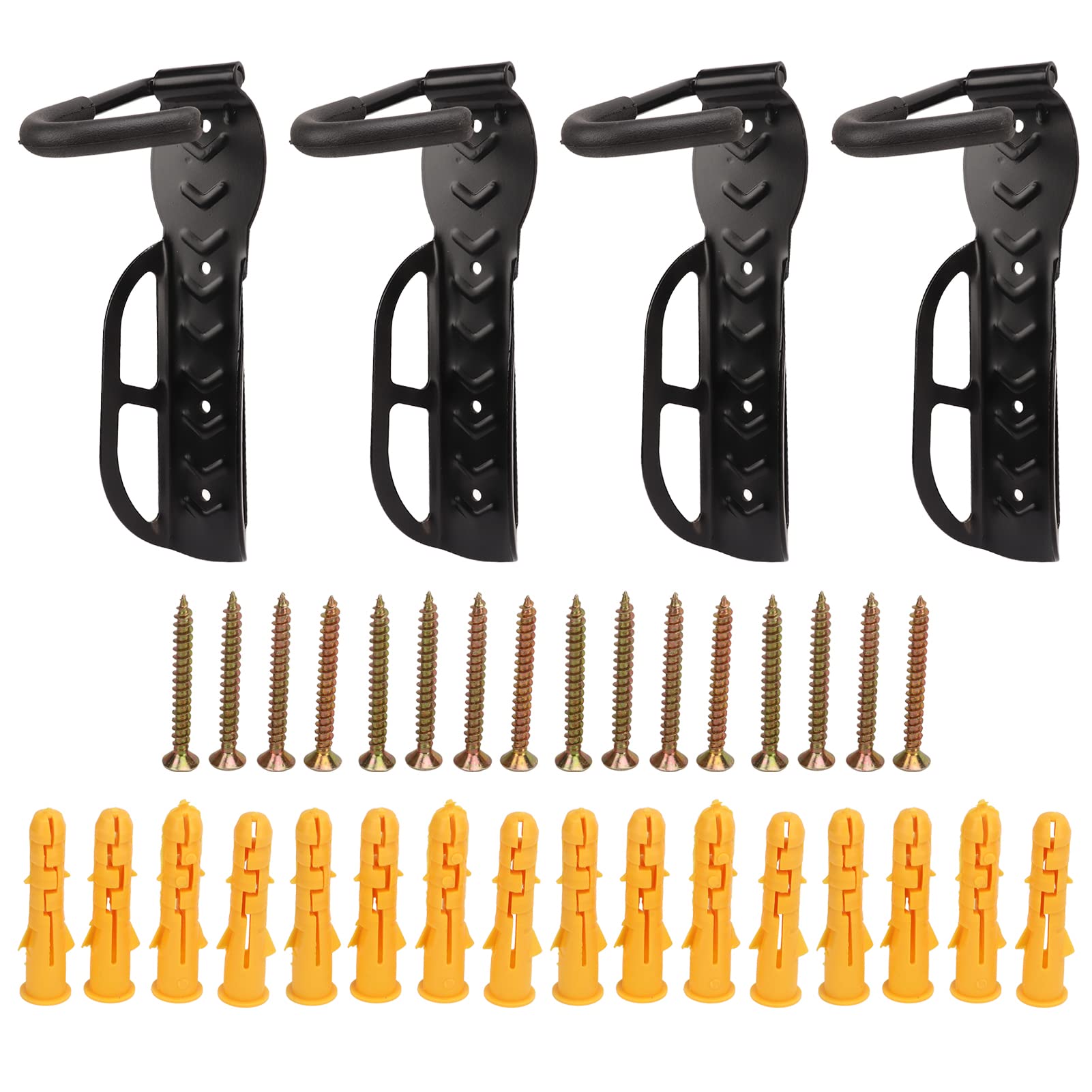 Bediffer Set di 4 Ganci per Bici da Parete, Portabici Verticale per Carichi Pesanti, Gancio Salvaspazio per Garage o Capannoni Interni, Struttura in Acciaio, Supporta 66 Libbre