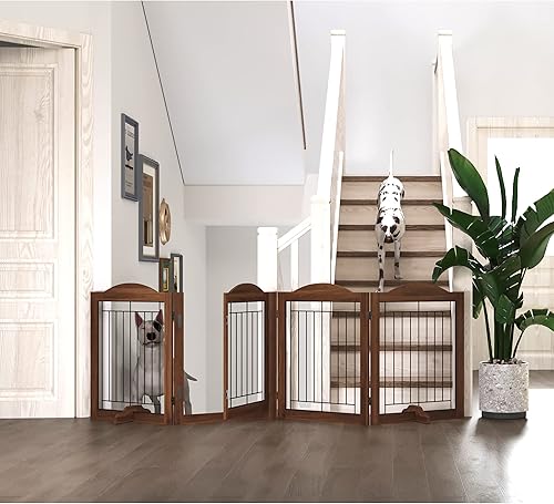 GHQ&ME - Puerta independiente independiente de 96 pulgadas de ancho y 30 pulgadas de alto, sin montaje, puerta plegable de acordeón para perros,