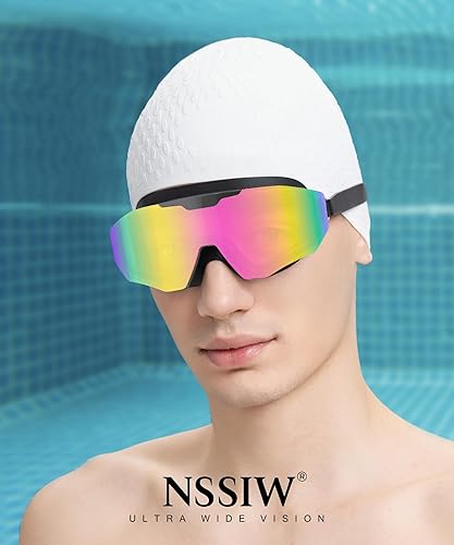 Miniatura 2 de NSSIW Gafas de natación para adultos, para natación, sin fugas, con protección UV400, antivaho y amplia visión para hombres y mujeres, paquete de 3