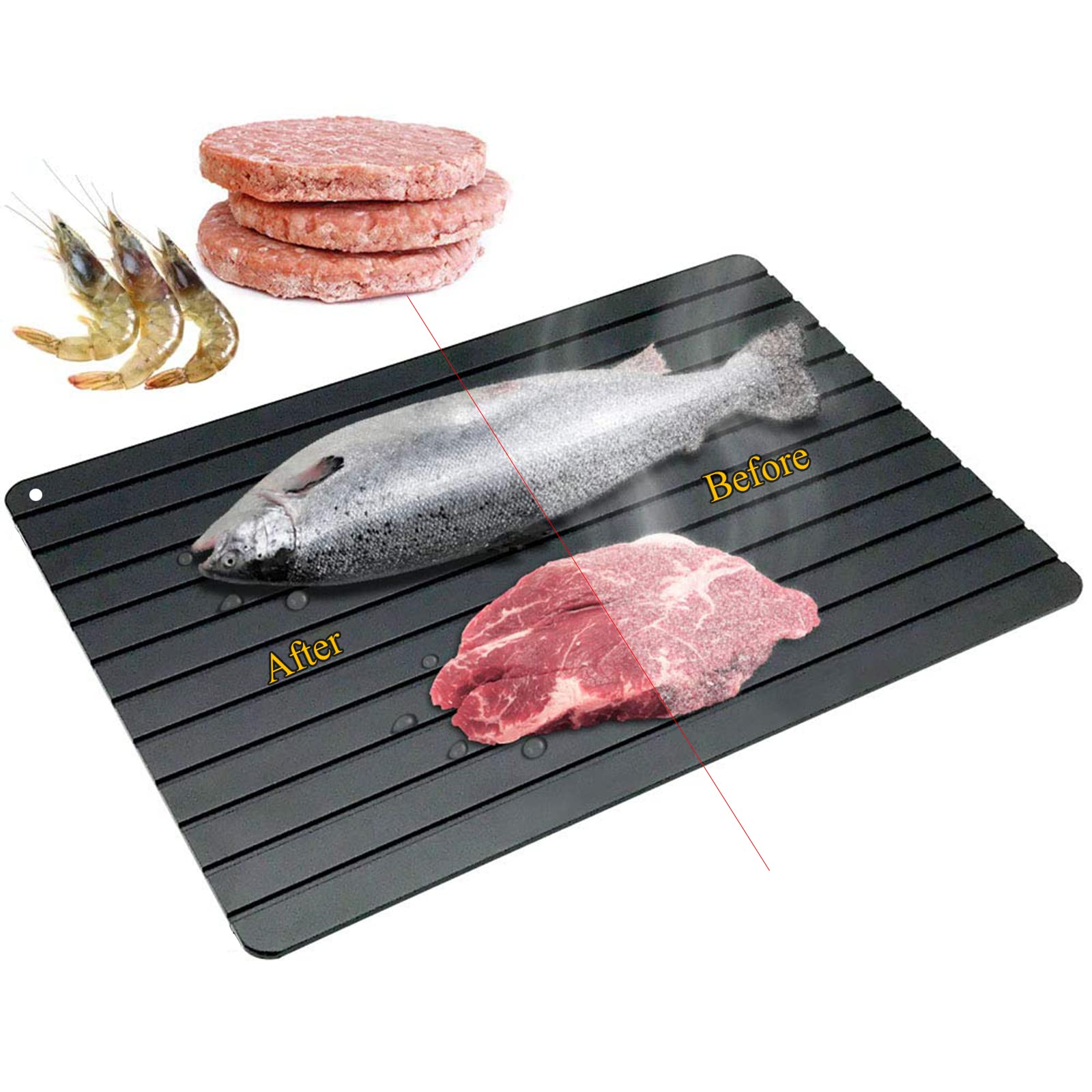Plateau De Décongélation Rapide En Aluminium - Dégivrez Viande Et Aliments Surgelés Naturellement En 40-60 Min Sans Électricité (29.5 X 20.5 X 0.2 Cm)