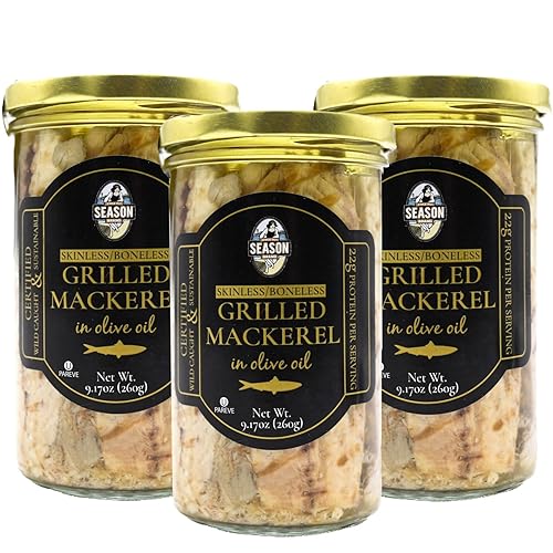 Miniatura 2 de Season Caballa a la parrilla en aceite de oliva  Filetes de caballa sin piel y sin hueso, capturados en la naturaleza, aperitivos keto, llenos de