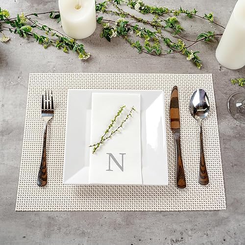 Miniatura 189 de Luxenap - Toallas de invitados de 15.8 x 7.9 pulgadas, 50 toallas de mano con letras plateadas, letra "P", fuente Sans Serif, servilletas de papel