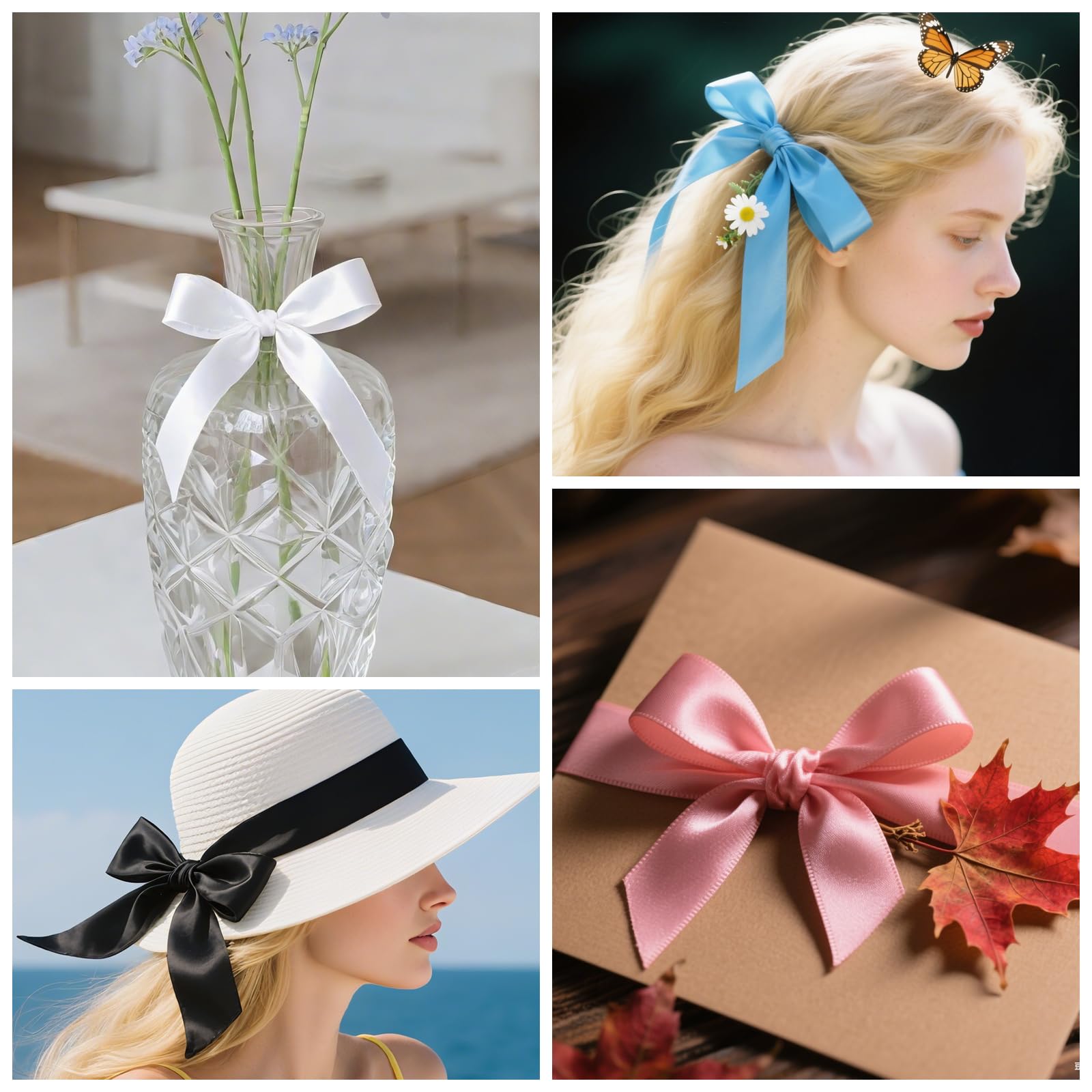Ruban de satin de 2,5 cm, ruban de satin simple face, parfait pour l'emballage de cadeaux, la décoration de mariage, les nœuds faits à la main, l'emballage de bouquets et plus encore