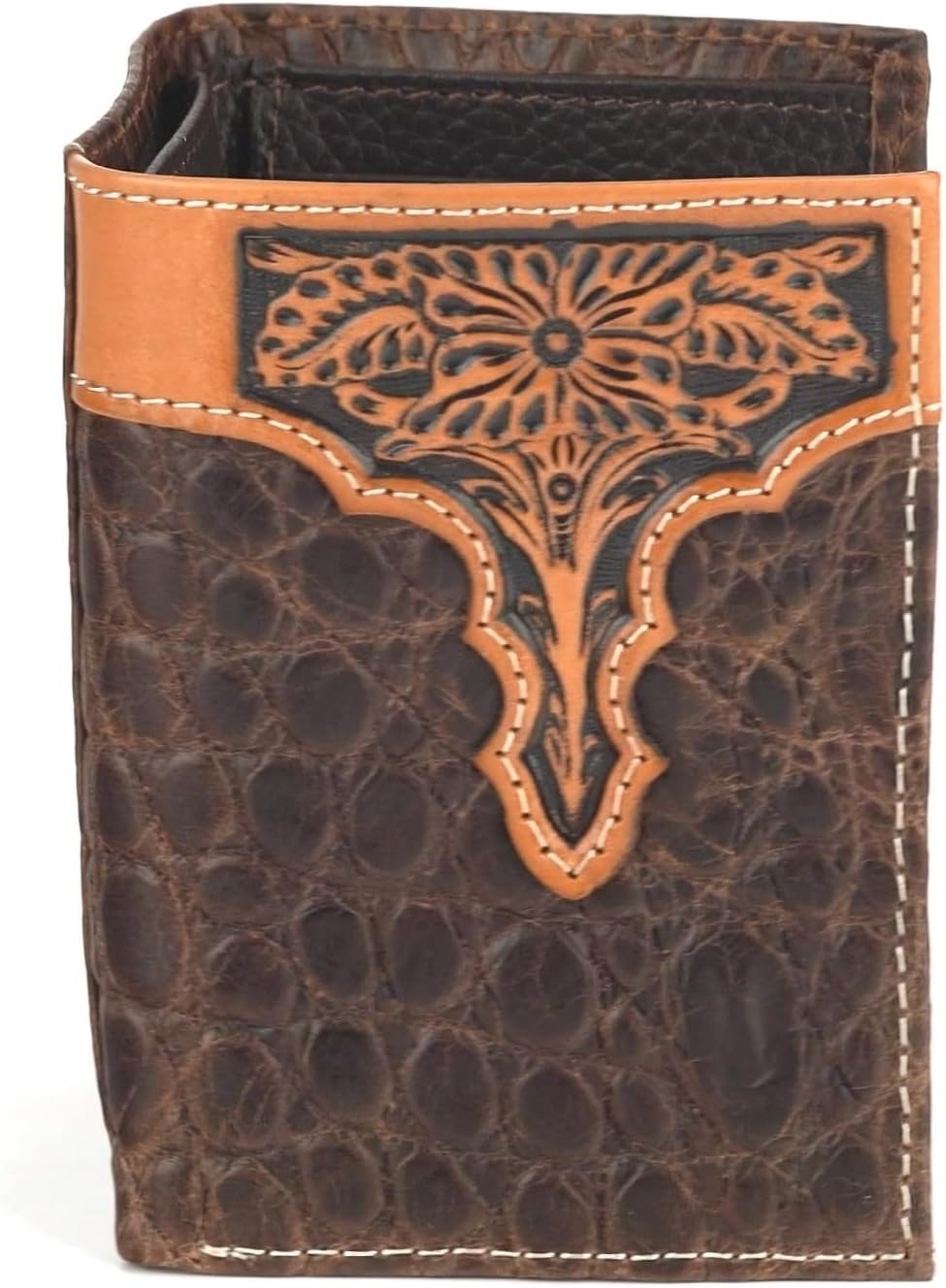 ARIAT Western Wallet Mens Trifold Slim Crocodile Embossed Brown A3552902
