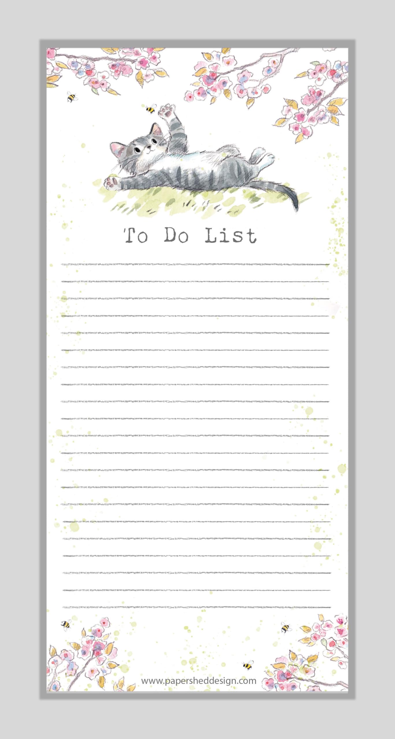 Paper Shed Design White Cat Playing Magnetic Pad To Do List - Paper Shed Illustrated Design, Note02