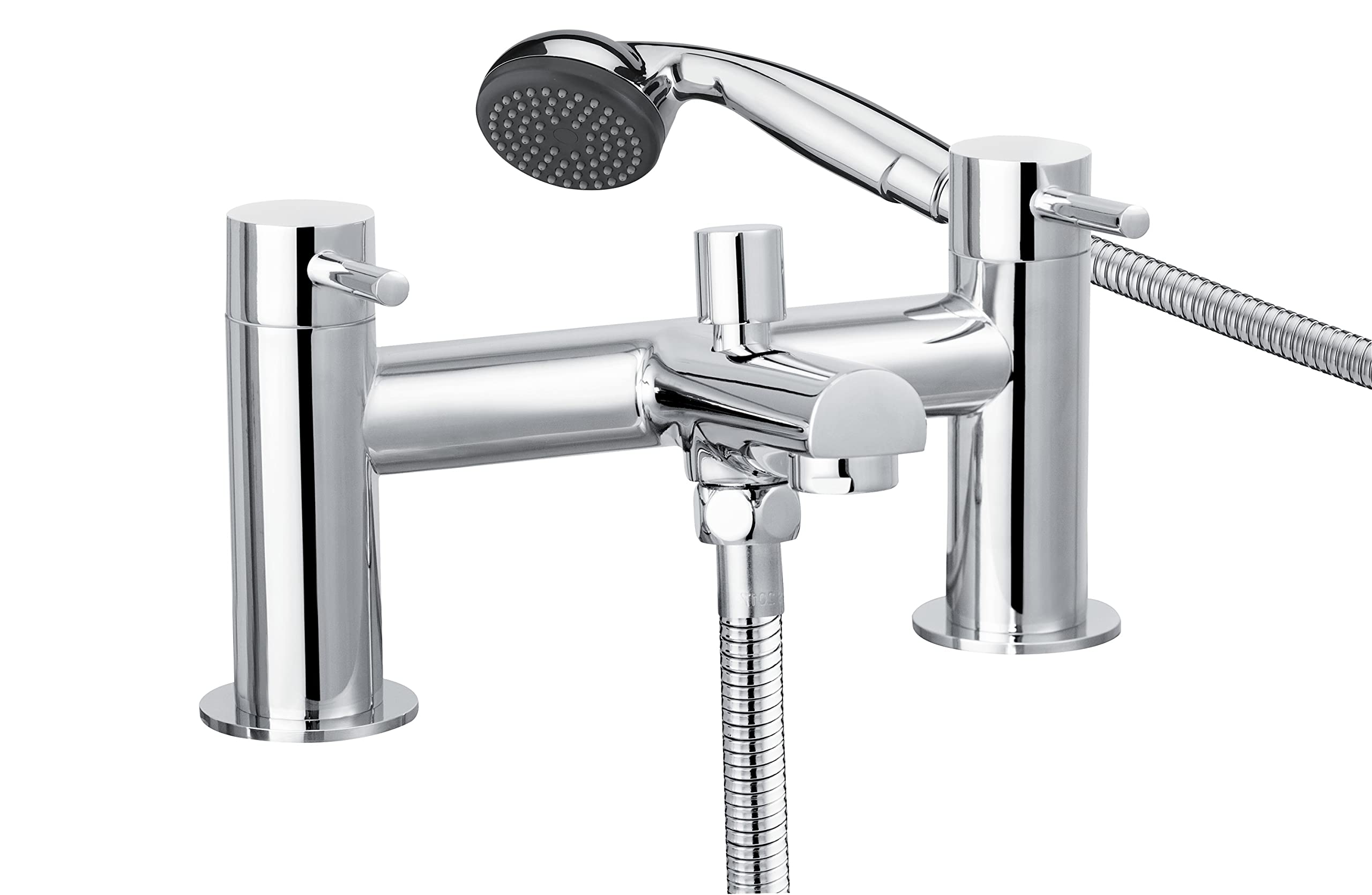Cascade Sphere Modern Round Dual Lever Bath Shower Mixer Tap Bathroom Tub Filler Brass Faucet with Shower Hose and Head - Chrome