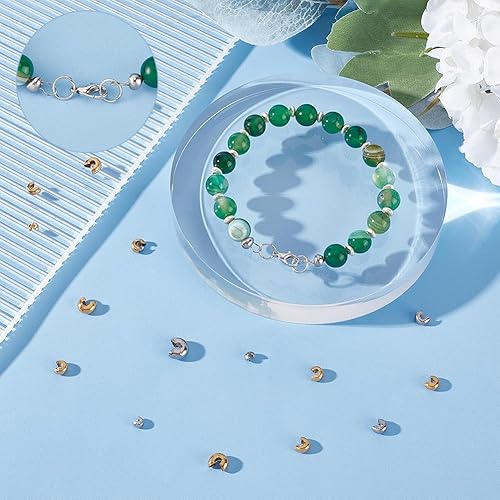 Miniatura 3 de UNICRAFTALE 120 piezas de 2 colores, 6 estilos, cuentas de acero inoxidable 304, cuentas de metal medio Rondelle, cuentas espaciadoras pequeñas,