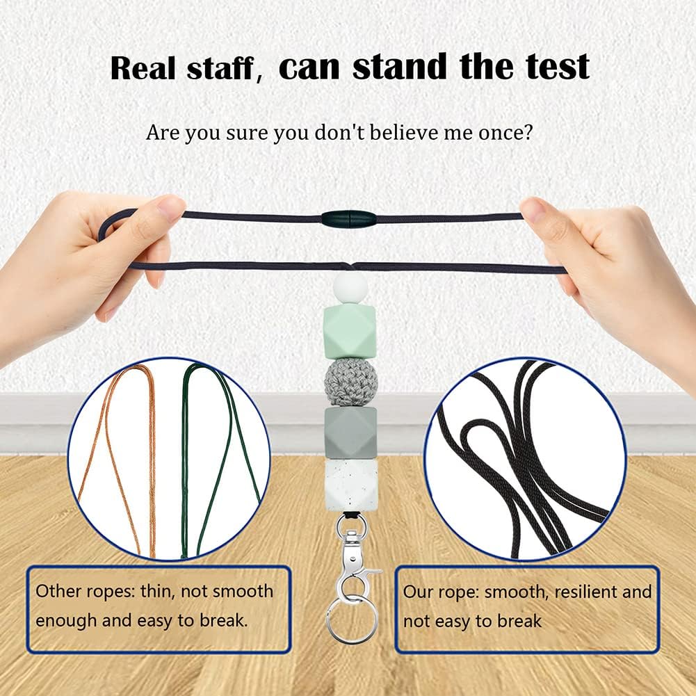 Cute Lanyards for Id Badges and Keys for Women Teacher，Durable Silicone Beaded Breakaway Lanyard with Keychain for Nurse Students Employees Office Worker image 3