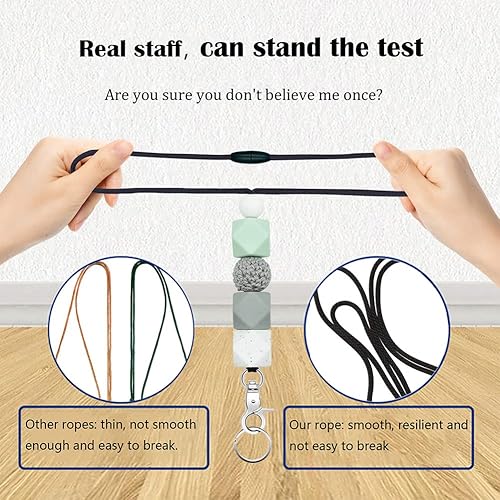 Miniatura 3 de POPLOPP 2 cordones bonitos para tarjetas de identificación y llaves para mujeres profesoras, cordón de silicona con cuentas con llavero para