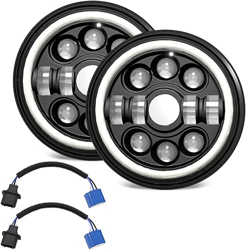 Shkalacar 2 faros delanteros LED de 7 pulgadas de 14000 lm con señal de giro DRL de repuesto para faros Wrangler y motocicleta universal, IP67