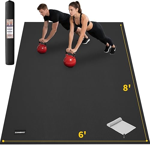 CAMBIVO Alfombrillas de ejercicio grandes para entrenamiento en casa, 8 x 6 pies7 x 5 pies6 x 4 pies (0.276 in) extra gruesas para gimnasio en casa,