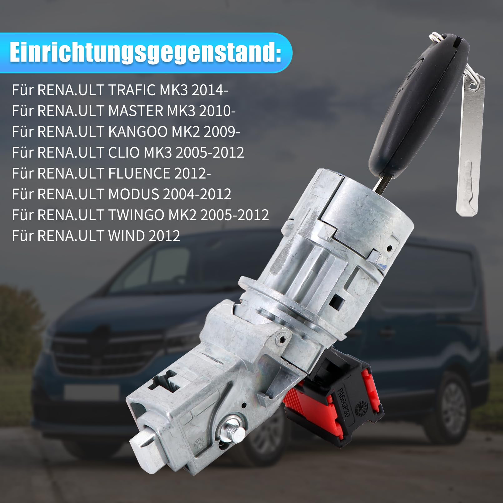 Zündschalter Zündschloss 4-polig Ersatz für Twingo 2 Clio 3 Kangoo 3 Master 3 Movano B 8200214168 806010030R 7701208408 487004438R