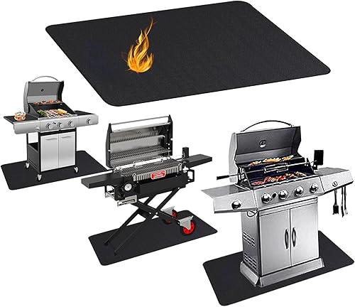 Tapete de 3 capas para parrilla al aire libre, 60 x 40 pulgadas, grande a prueba de fuego a prueba de aceite, para cubierta de suelo, patio,