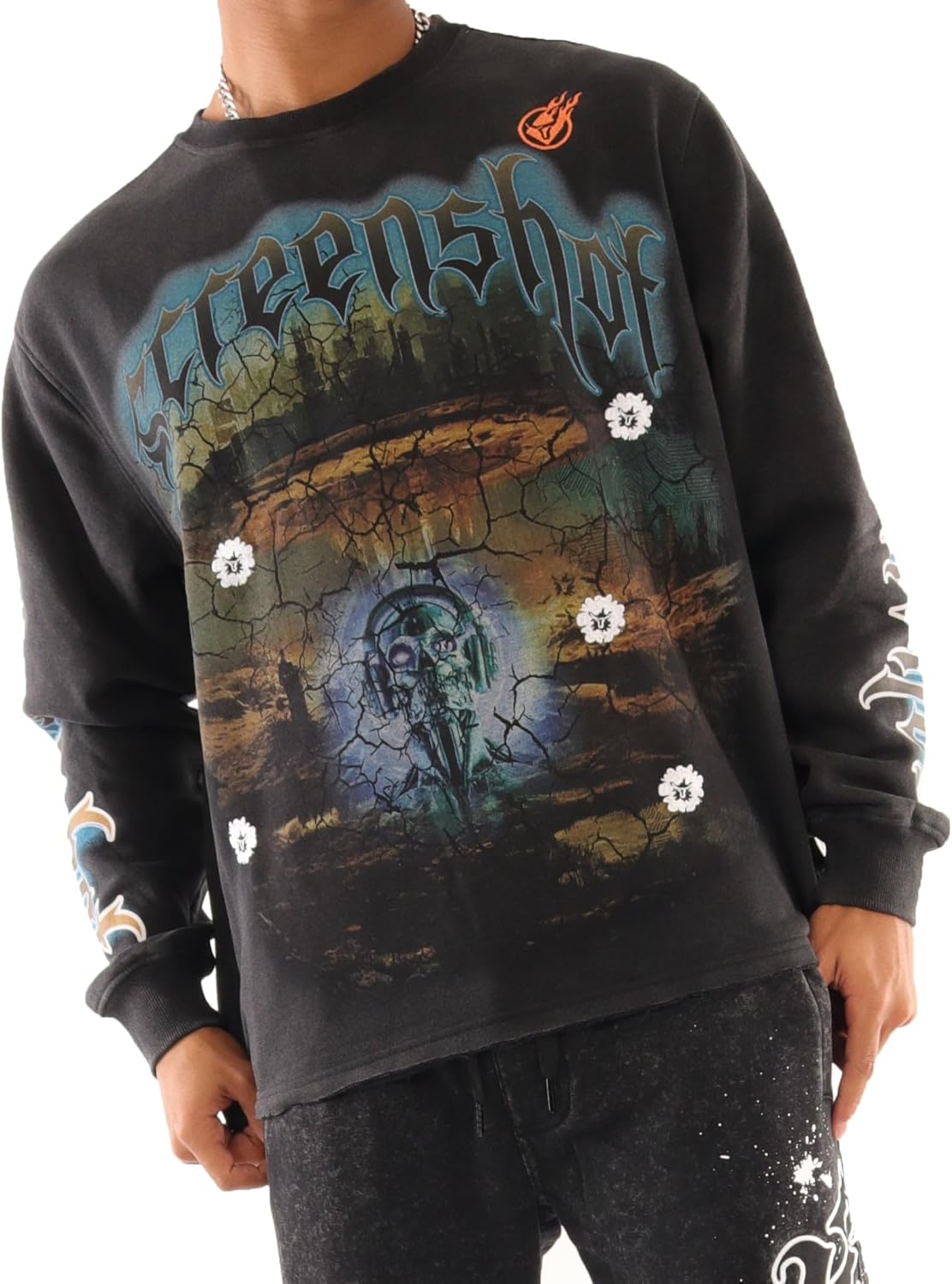 SCREENSHOT-FLEECE HOODIE 5202 Mens Urban Streetwear NYC Graffiti Oversize Fit Fleece Sweatshirt Hoodie