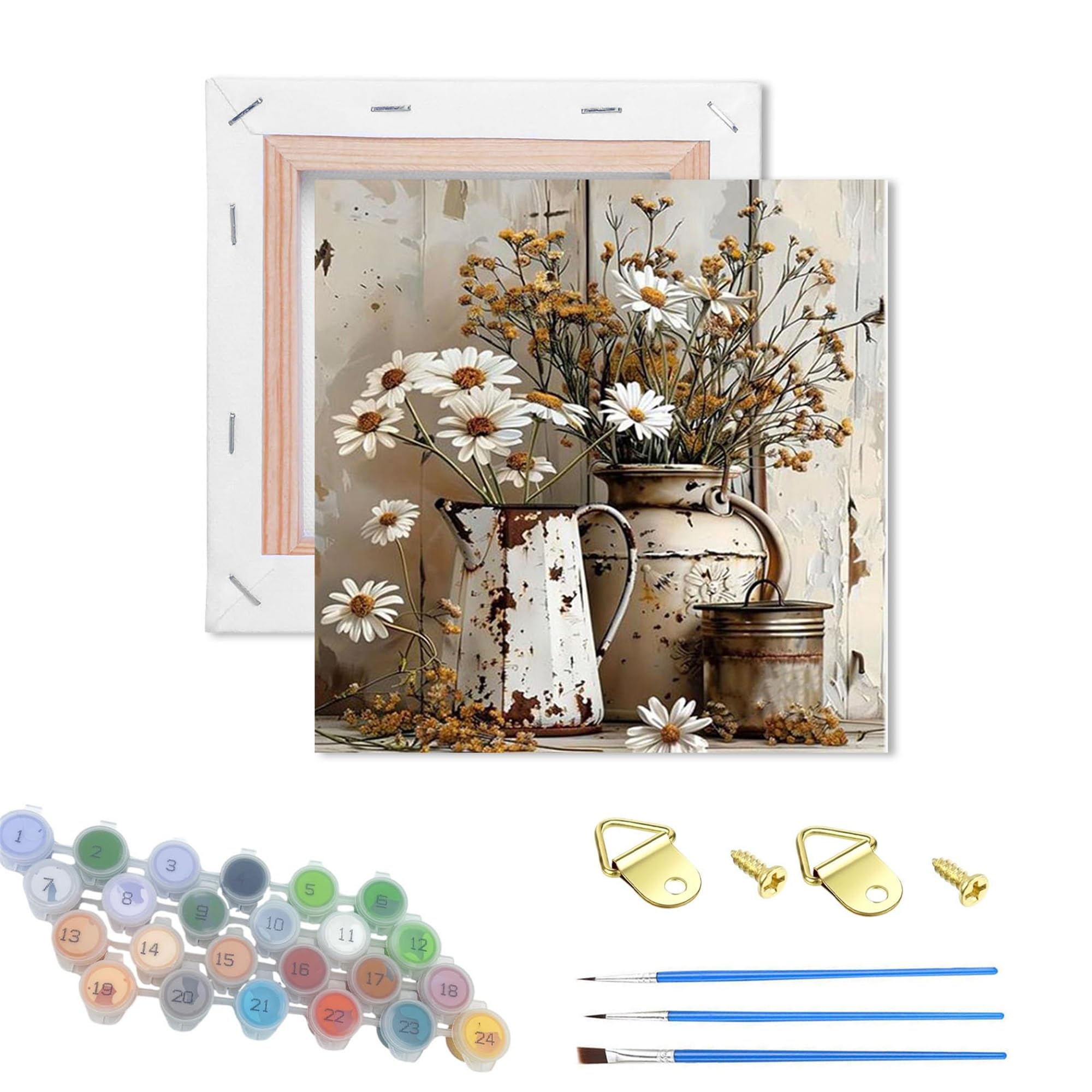 Huimanhe Flower Wooden Framed Adult Paint By Numbers Kits,Easy Painting By Number Kits On Canvas,Color By Numbers Acrylic Watercolor Gifts For Friends Home Wall Decor (Flower)