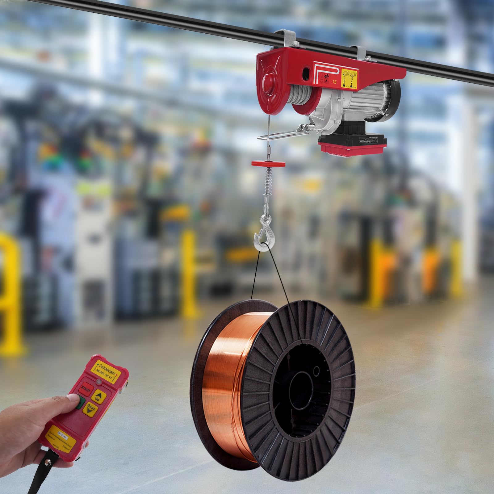 Elektrische Seilwinde 220V, 1200W Seilzug Elektrisch, kettenzug,300kg bis 600kg Flaschenzug Elektrisch, für Landwirtschaft, Fabriken, Docks, Bergwerke usw