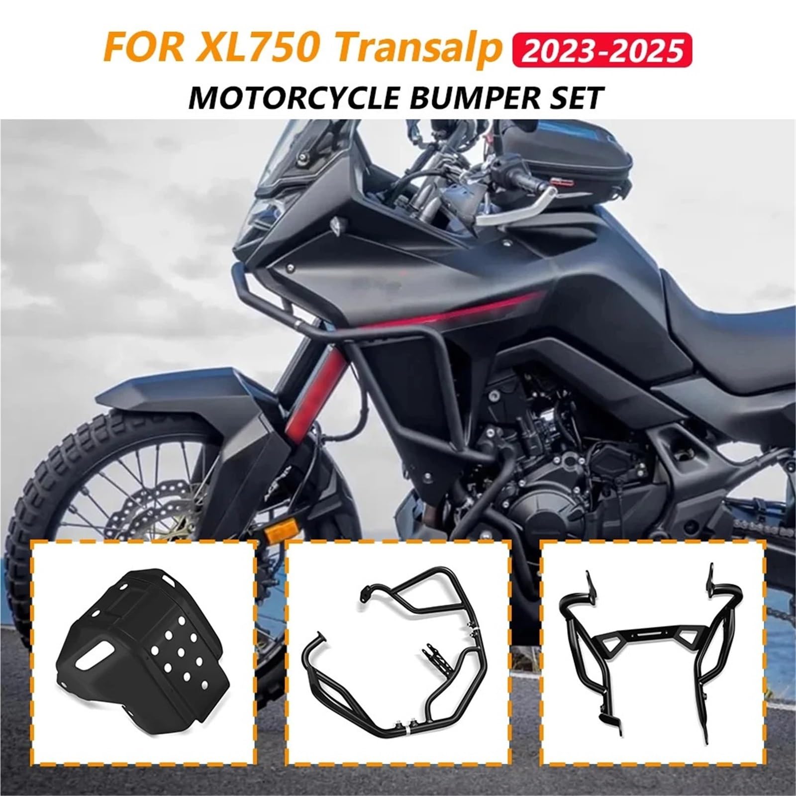Osłona płyty podwozia Do Transalp XL 750 2023-2026 Osłona podwozia motocykla Skuteczna | Płyta osłony skrzyni korbowej Urządzenie osłony silnika motocykla Dolne podwozie pod osłoną(Chassis-Black)