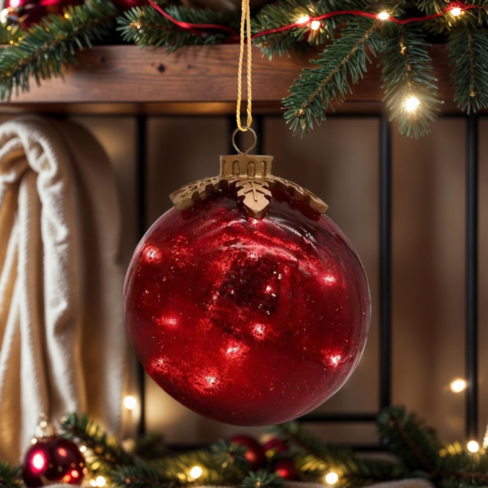 Adornos navideños para Mesa de Vidrio, Globos de Cristal con iluminación preconectada y Temporizador, centros de Mesa Decorativos para el hogar en Mantel o Mesa de Comedor, Ideales para Las Fiestas