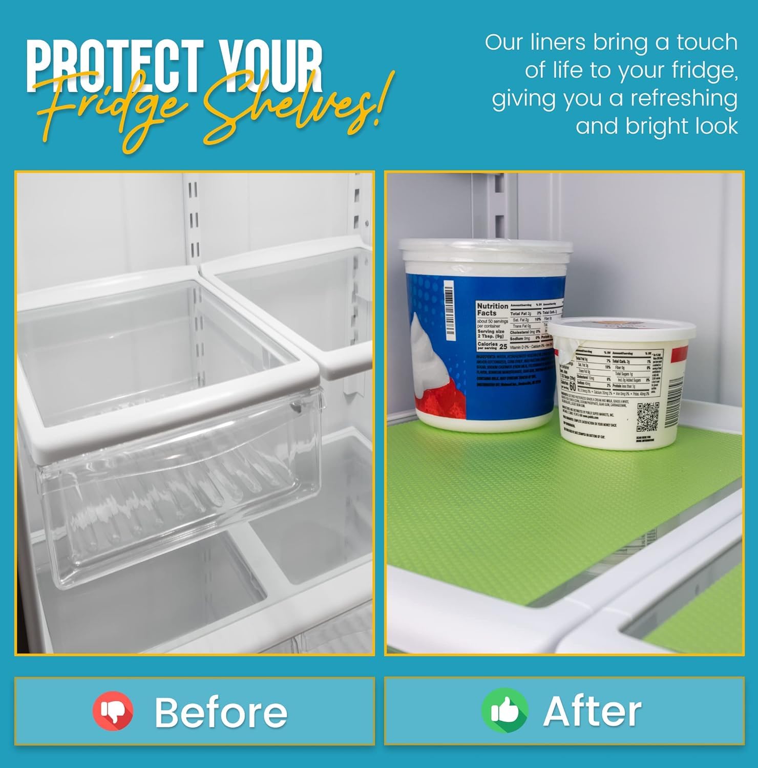 NAIDEV Refrigerator Liners Mats Washable, Refrigerator Mats Liner Waterproof Oilproof, Fridge Liners for Shelves, Cover Pads for Freezer Glass Shelf Cupboard Cabinet Drawer (PACK OF 12, GREEN) 4