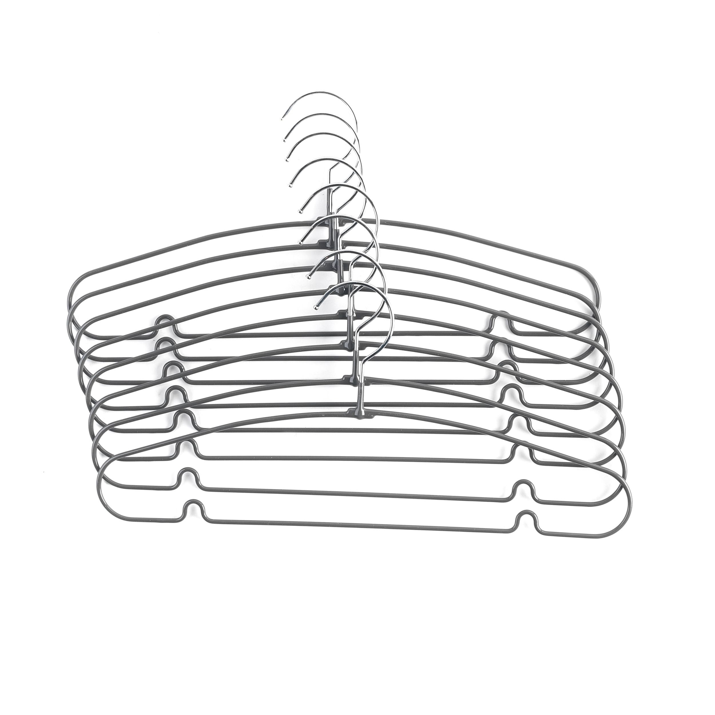 Beldray LA063595BLK Metal Clothes Hangers – Pack of 8, PVC Coated Coat Hangers with Trouser Bar, Heavy Duty, Space Saving Organiser, Non-Slip, Indents for Hanging Delicate Items, Black
