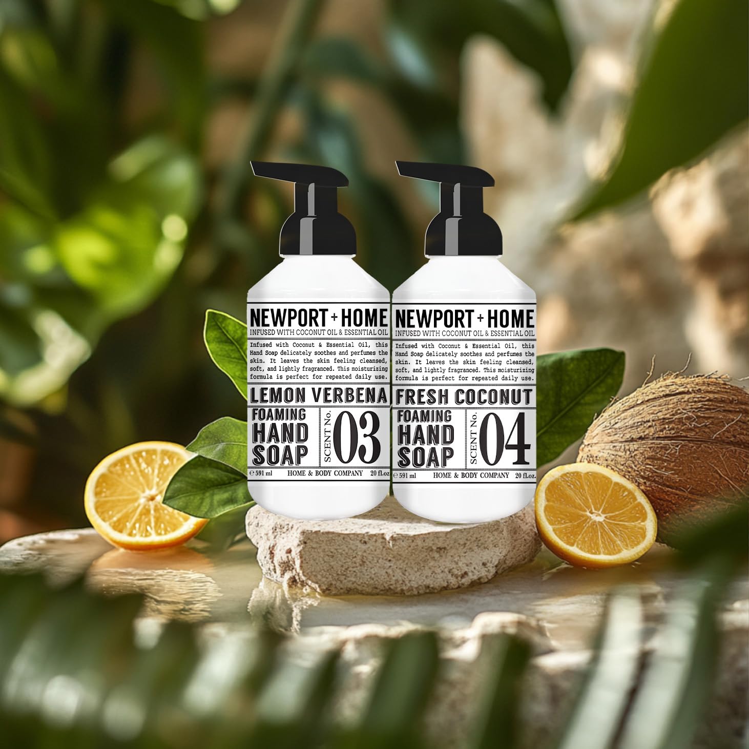 Newport Home Foaming Hand Soap 4 pack, 20oz bottles, Lemon Verbena and Fresh Coconut scents, from Home and Body Company - Image 2