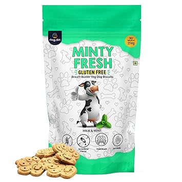 Goofy Tails Minty Fresh Milk & Mint Biscuits for Dog & Puppies | Gluten Free Veg Dog Biscuits | Healthy Treats for Dogs with Real & Human Grade Ingredients 250g (Pack of 1)