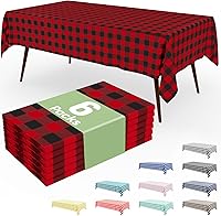 Vista 52 de Smiry Paquete de 10 Manteles Desechables de Cuadros Vichy Azules - 54" x 108" Mantel de Plástico de Servicio Pesado, Cubiertas de Mesa Impermeables