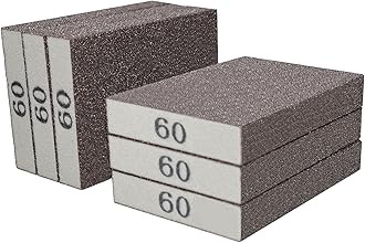 6 Pack 60 Grit Hand Sanding Block, Washable and Reusable Sanding Sponge Great for Pot Brush Pan Brush Sponge Brush Glasses Sanding Wood Sanding Metal Sanding (60 Grit)