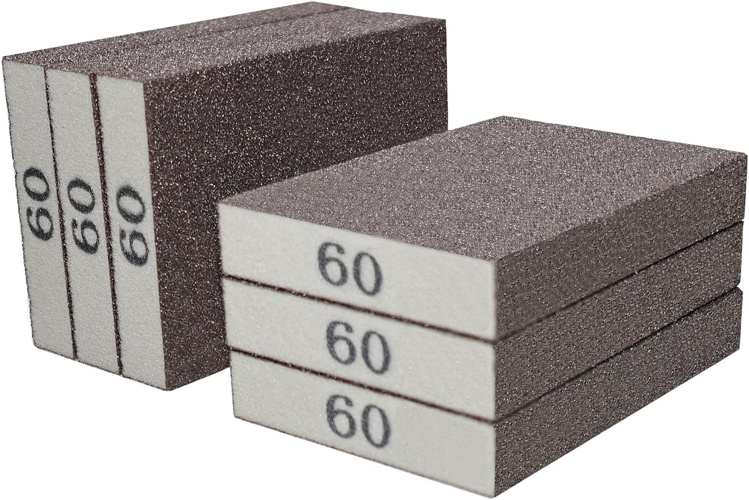 6 Pack 60 Grit Hand Sanding Block, Washable and Reusable Sanding Sponge Great for Pot Brush Pan Brush Sponge Brush Glasses Sanding Wood Sanding Metal Sanding (60 Grit)