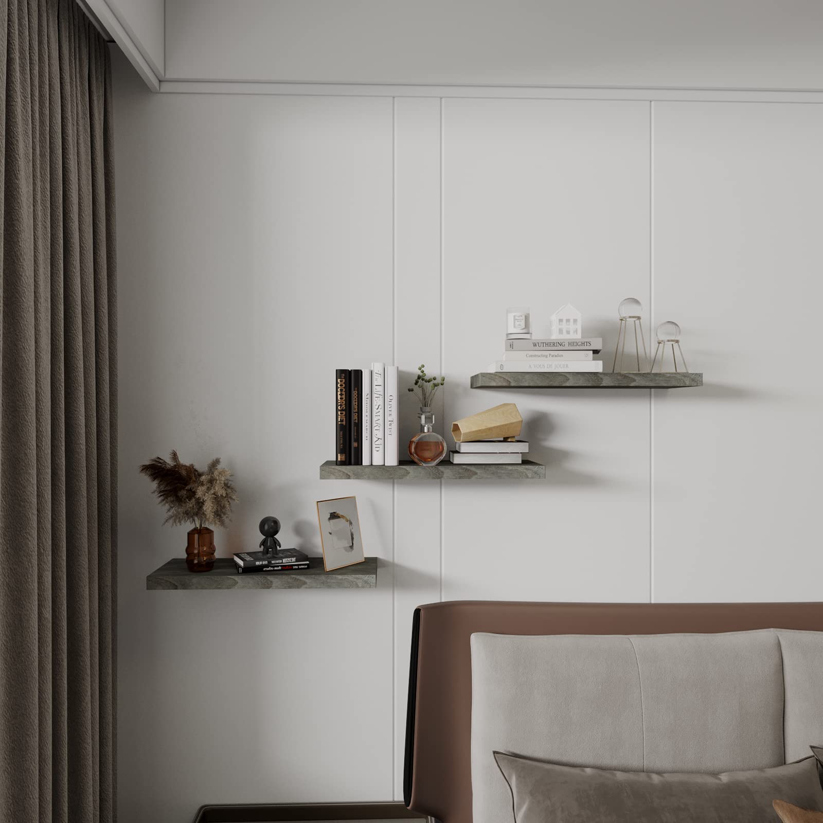 Floating Shelves Wall Shelf Solid Wood Mounted Storage for Bedroom