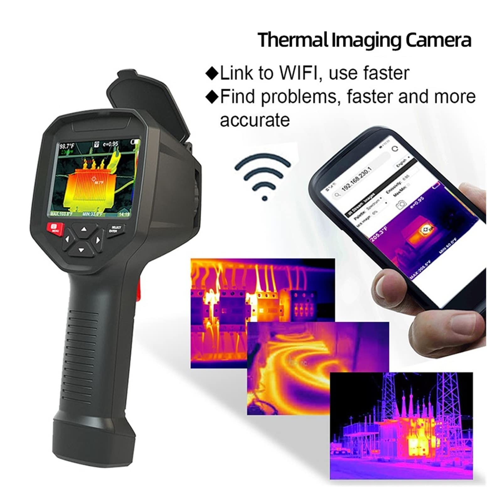 Cámara termográfica portátil Cámara térmica infrarroja de alta resolución for la industria Cámara termográfica Calefacción de suelo de la casa Detección de tuberías de agua caliente con análisis de PC