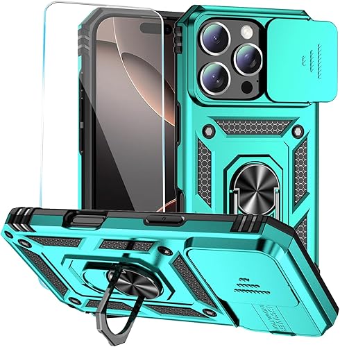 Miniatura 16 de Funda para teléfono SunStory para iPhone 11 con protector de pantalla HD y cubierta deslizante para la cámara y soporte giratorio con anillo