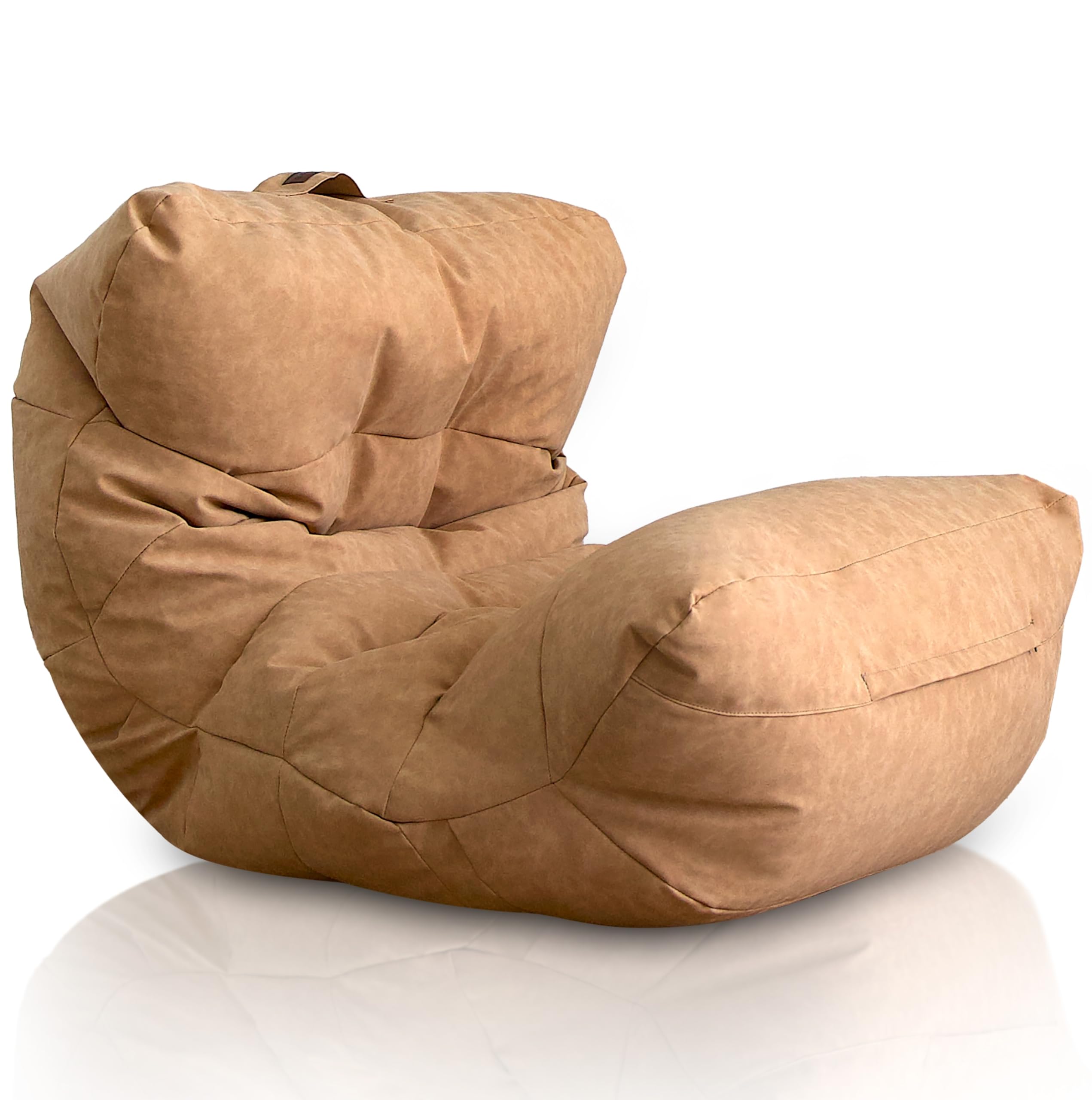 Aiire Relaxo Sitzsack XXL für Kuschelecke - Bean Bag Design aus Kunstleder mit Füllung - Riesen Sitzsäcke Erwachsene, Sitz Sack Flauschig - Bodenkissen Grob, Bodenstuhl, Bodensessel Beige