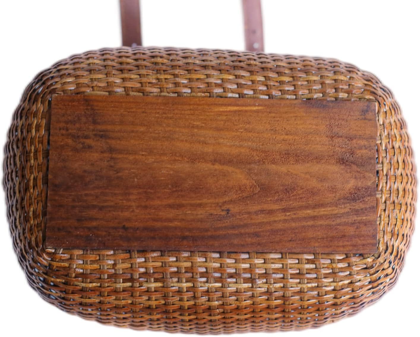 Cesta de bicicleta para mujer, crucero de playa o scooter, cestas de mimbre originales con portavasos integrado para manillar delantero, estilo clásico vintage, hecho a mano de mimbre natural de ratán