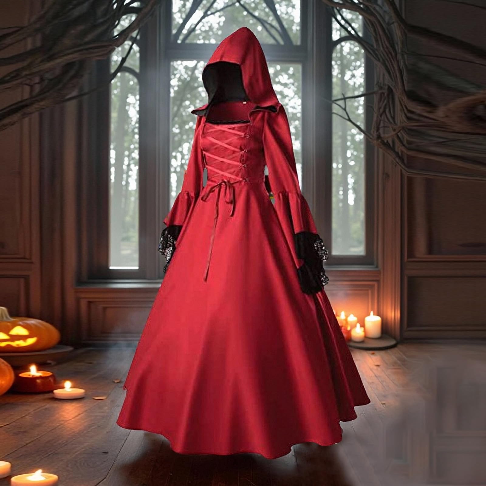 Abito gotico da donna medievale rinascimentale frack steampunk gotico giacca halloween mantello con cappuccio lungo mantello con cappuccio per costumi travestimenti e feste a tema