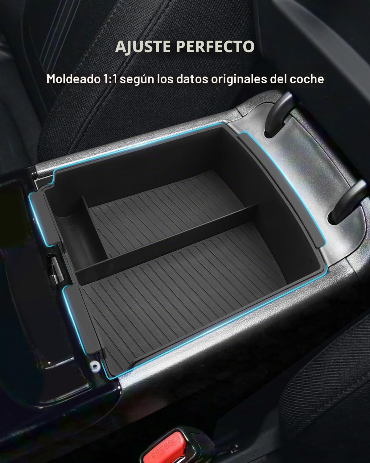 2Pcs Apoyabrazos Organizador para Hyundai Tucson NX4 2025 2026, Caja Almacenamiento Consola Central con Alfombrillas, Bandeja de Reposabrazos para Tucson NX4 (Transmisión Electrónico)