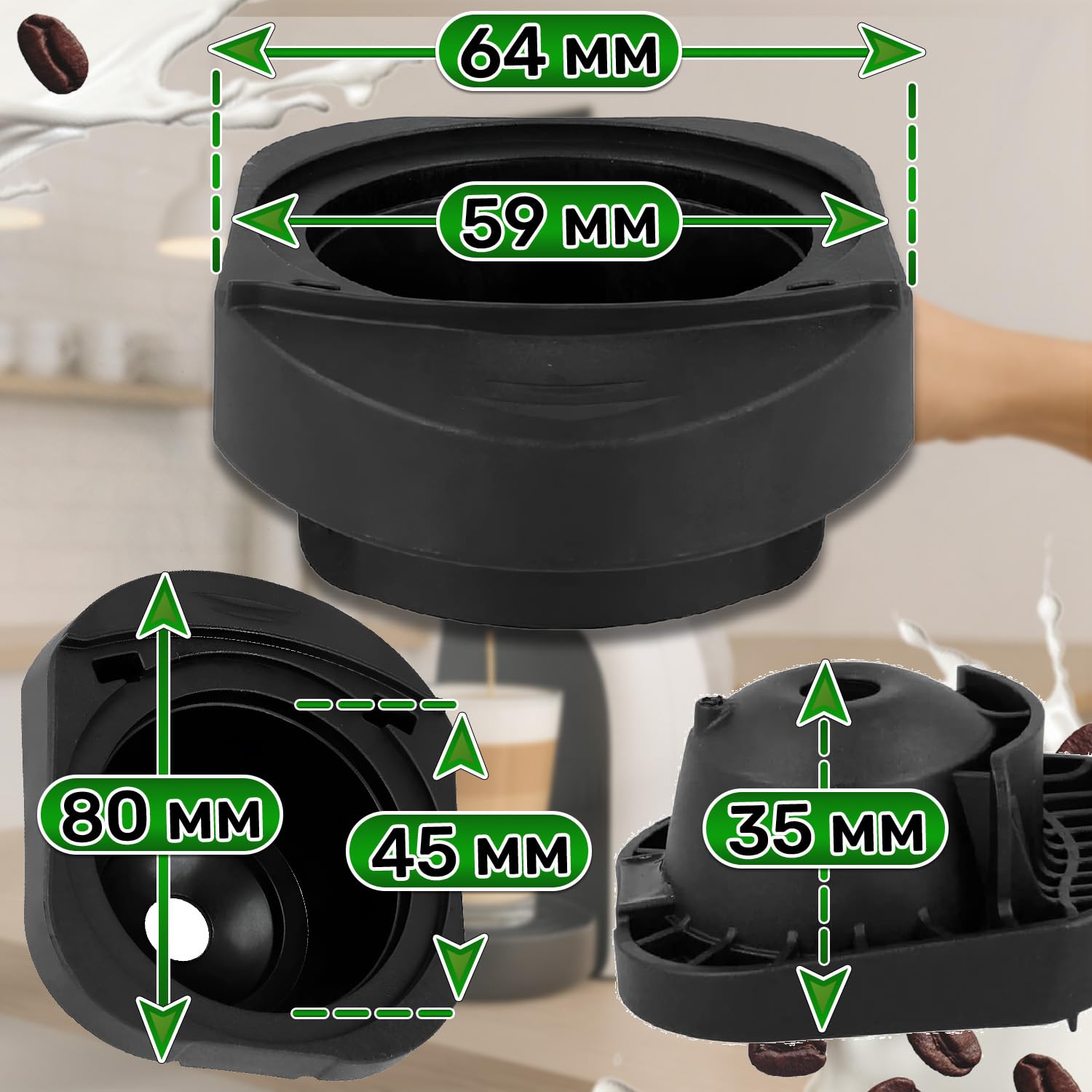 Porta Capsulas para Cafetera Capsulas 80x64x35 mm Ø45 mm con Código Original MS-624826 para Nescafe para Krups para Dolce Gusto para Piccolo XS - Garantía de 5 Años - ONIX TECH