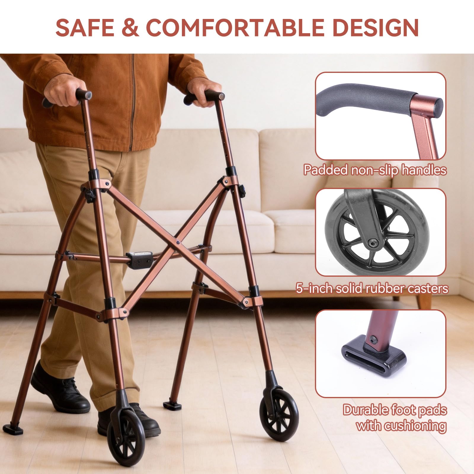 Andarilho para Idosos,Andadores para Adultos Plegable,Aleación de Aluminio,6 ajustes de altura,Andador para Ancianos para Mayores y Personasuso Doméstico, Hospitalario y Diario