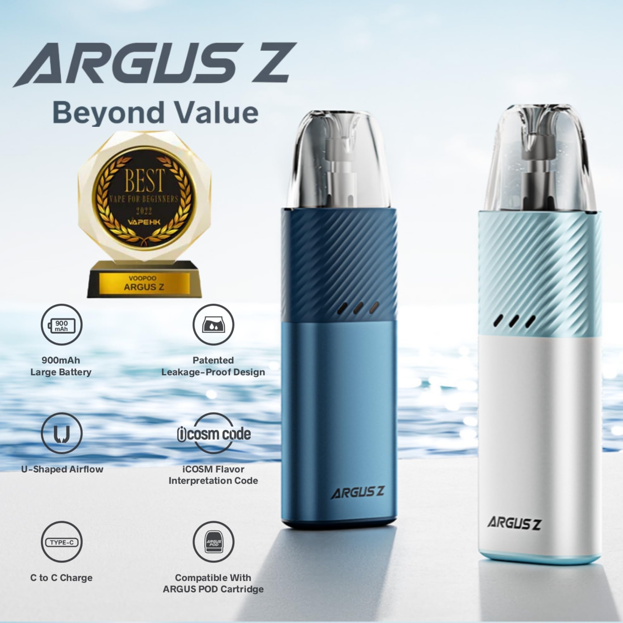 VOOPOO Argus Z Pod Vape starter Kit - MTL E Cigarette Starter Vape Kit, 17W  900mAh Built-In Battery, Advanced Chipset, Multiple Safety Features, TPD  Compliant Ecig, 2ml No Nicotine (White): Amazon.co.uk: Electronics