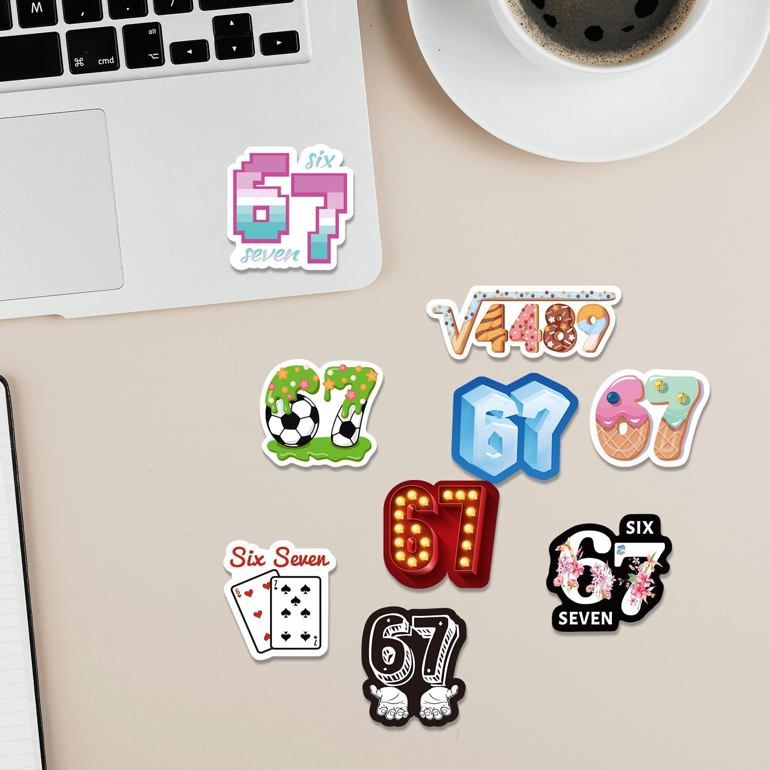 9pcs 67 Fridge Magnets, Six Seven Number Decorative Magnets Magnetic Refrigerator Decor for Office Kitchen Fridge Locker Car Door and Metal Surfaces Decorations (9 Styles)