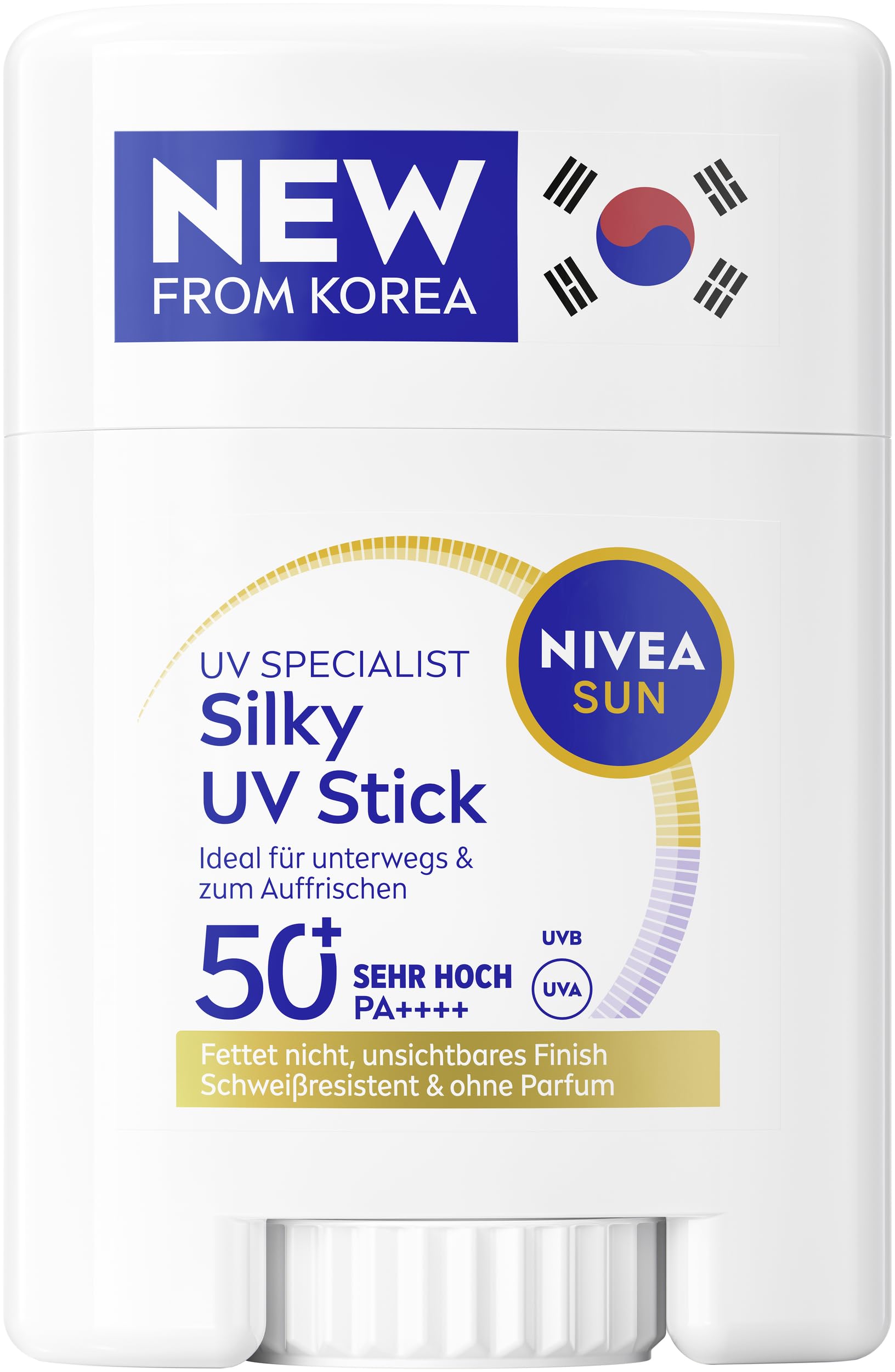 NIVEA SUN UV Stick LSF 50+ (15 g), ultraleichter Sonnenschutz für das Gesicht, Sonnencreme Applikator mit koreanischer Stick Technologie, Breathable UV Specialist Silky (15 g)